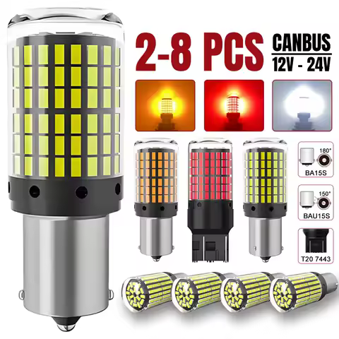 2/4/8 PCS P21W 1156 BA15S BAU15S 7443 WY21W LED Bulb CANBUS 2000LM 15W 12V 6500K White Red Car Back Parking Brake Parking Lights