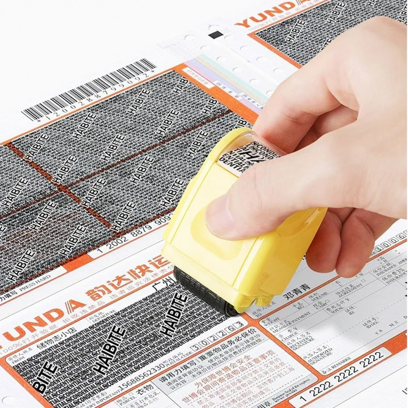 2Pcs Identity Theft Protection Roller Stamp Confidential Roller Stamp Privacy Information Stamp And 4 Pcs Refill Ink