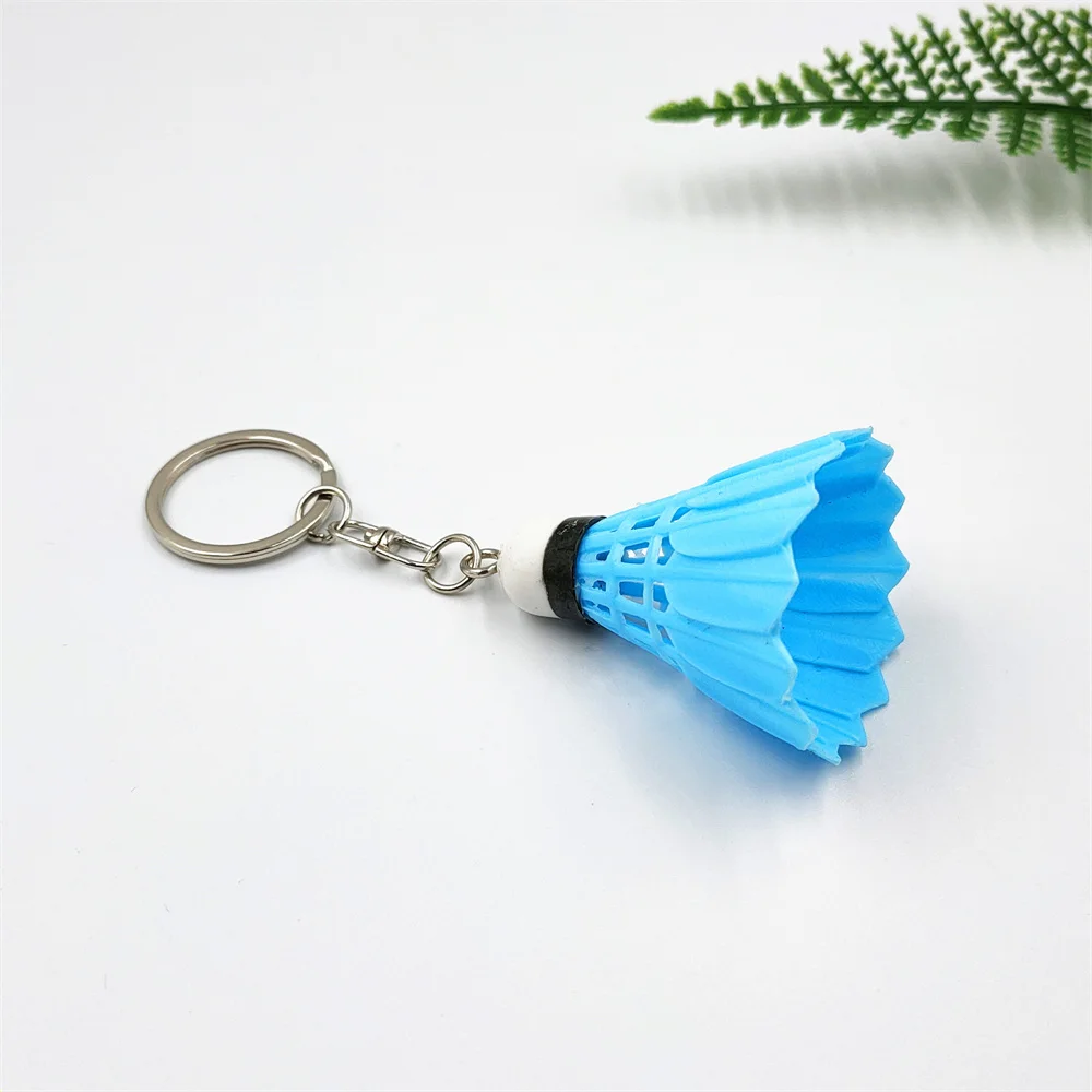 Creative 3D Mini Badminton Pendant Keychain Cute PVC Shuttlecock Keyring Bag Hanging Ornament Car Trinket Sport Fans Gift Charms