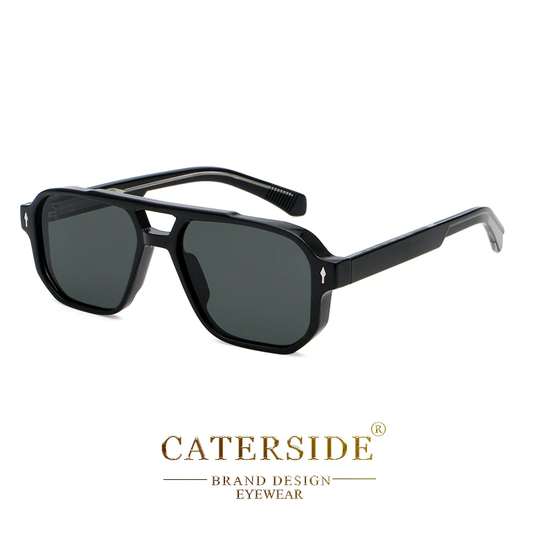 CATERSIDE Vintage Punk Sunglasses Men Flat Top Double Bridges High Quality Sun Glasses Women Travel Party Festival Eyeglasses