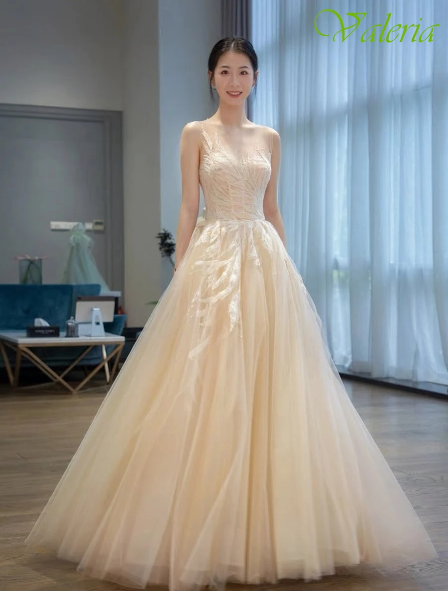 

Customized A-Line Crew Neck Elegant Formal Evening Dress Fashion Temperament Celebrity Gowns Delicate High Quality Party Dress