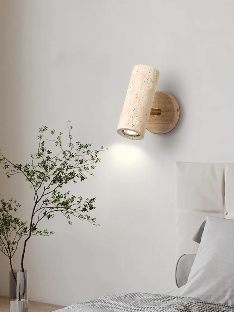 Imagem -05 - Led Rotatable Spot Wall Lamp Bedroom Bedside Reading Light Stone Spot com Aall Switch Estudo Luminária Noz Log Madeira Cor