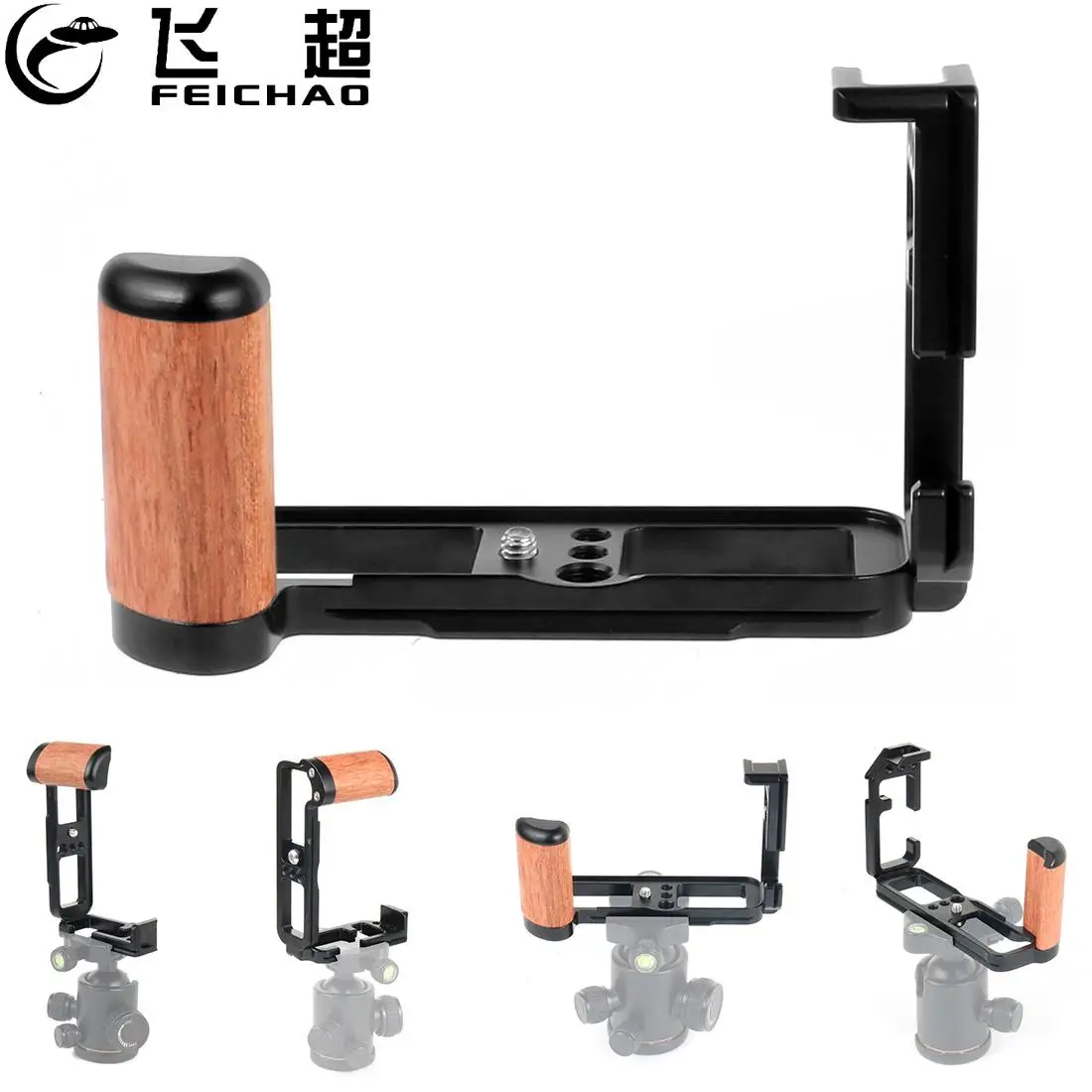 Quick Release L Plate Holder HandGrip Bracket Cold Shoe Mount for Fujifilm X-T200 / X-100VI X100V Camera Tripod Half Cage Rig