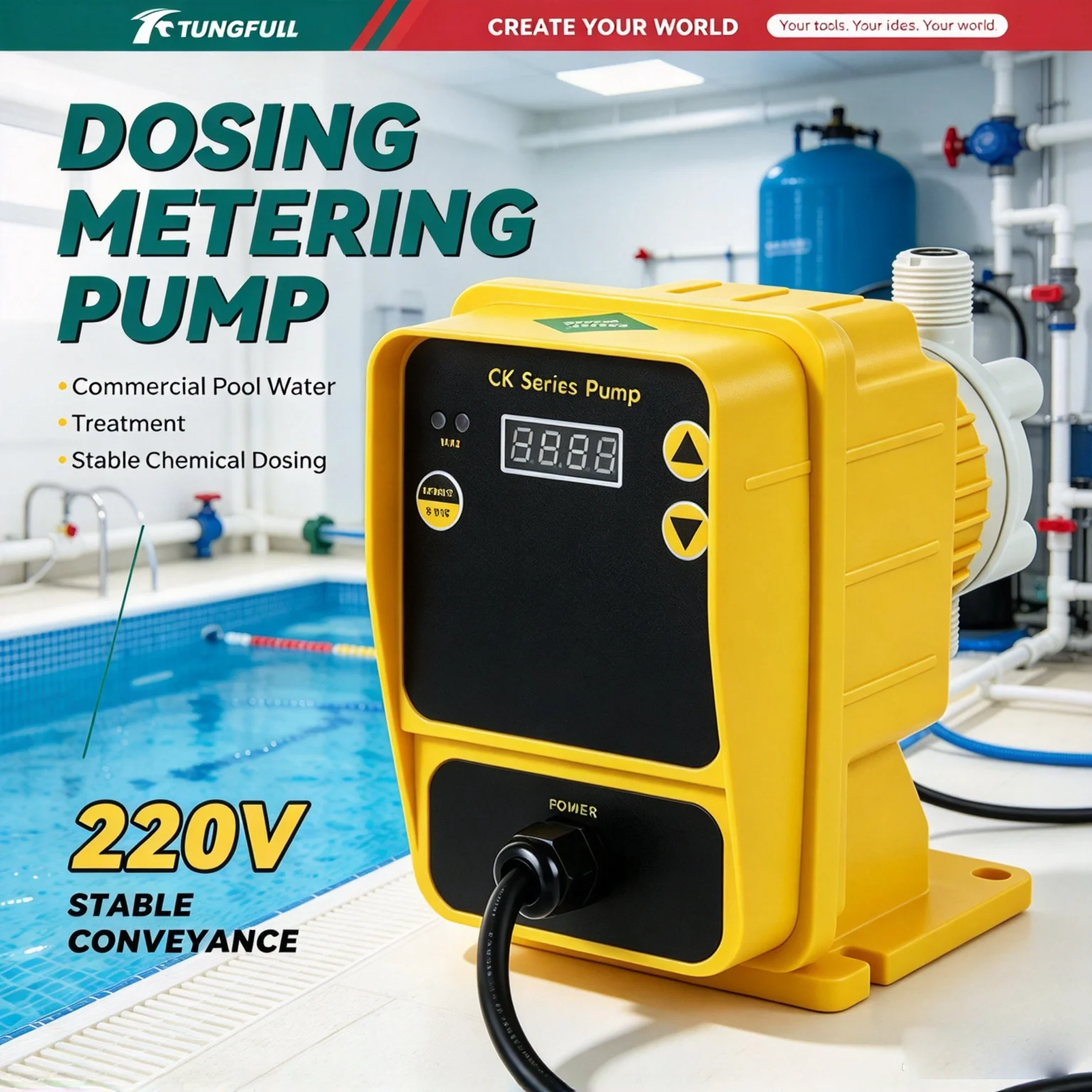 Commercial Swimming Pool Chemical Dosing Pump Digital Solenoid Metering Pump Chlorine Injection Pump for Pool Water Disinfection