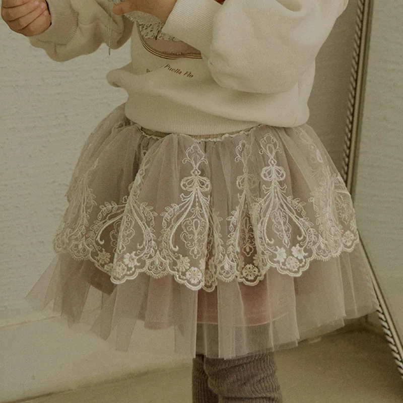 

Winter 2025 New Korean Style Sweet Cute Fashion Girl Gorgeous Lace Velvet Skirt Tutu Skirt for Baby Girl Skirt for Kids Girl