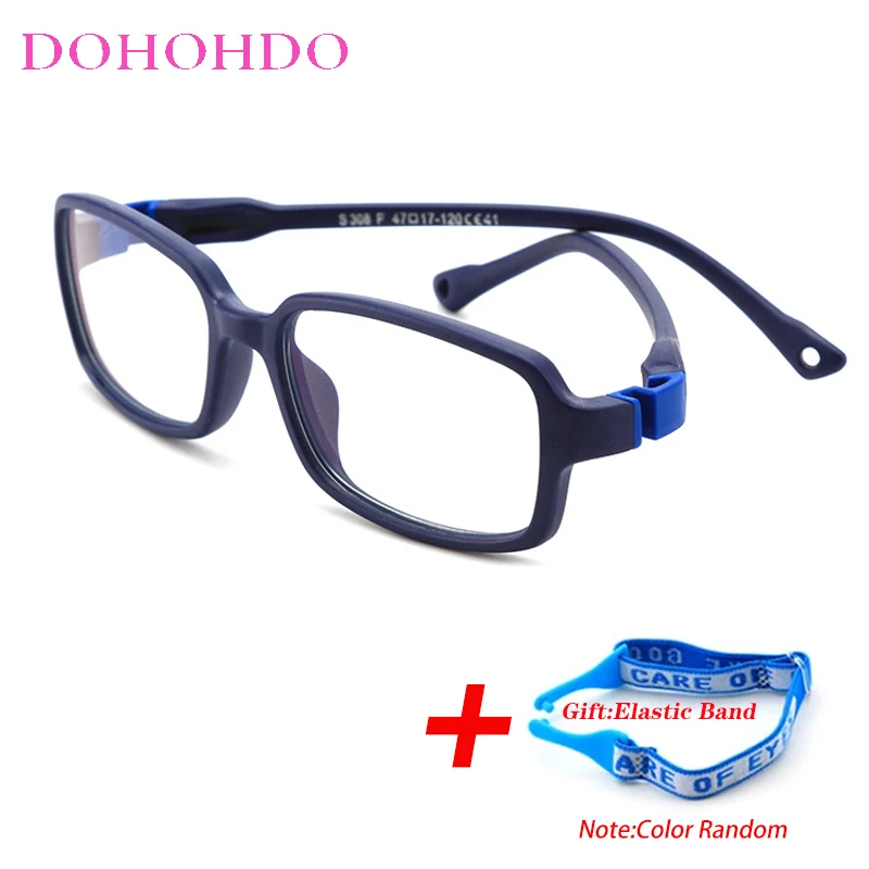 With Rope Anti-blue Light Glasses For Kids Boys Girls Silicone Ultralight Frame Gaming Computer Without Graduation Eyeglasses