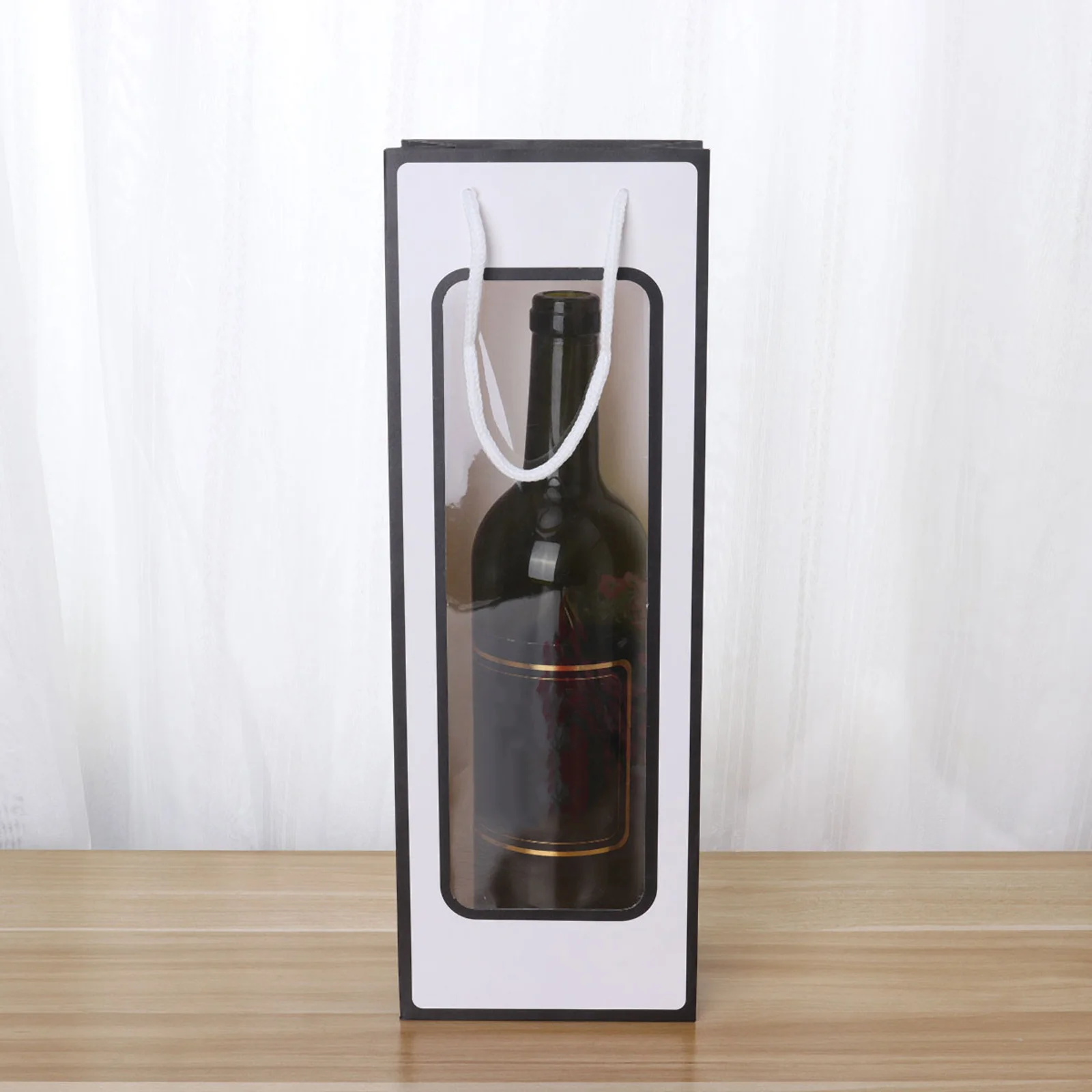 

12pcs Red Wine Bag Kraft Paper Gift Bag Transparent Window Portable Wine Carrier For Wedding Party Favors Bottle Storage Kitchen