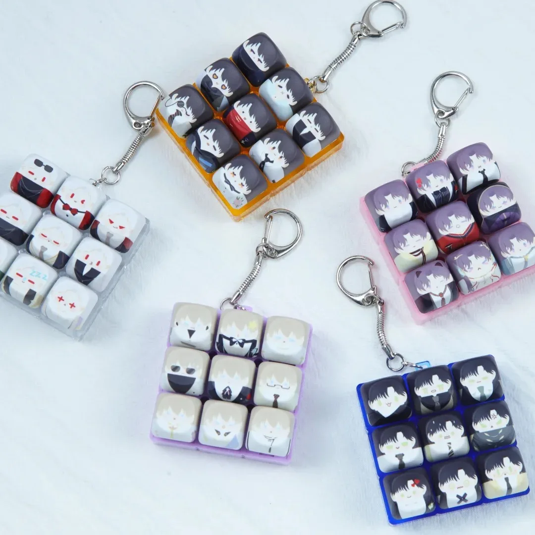 MAIMOOO Love and Deepspace Pendant Keychain Fidget Toy Cute Q Version Keycap Keyring 9Keys Keyboard Switch Tester Sylus Rafayel