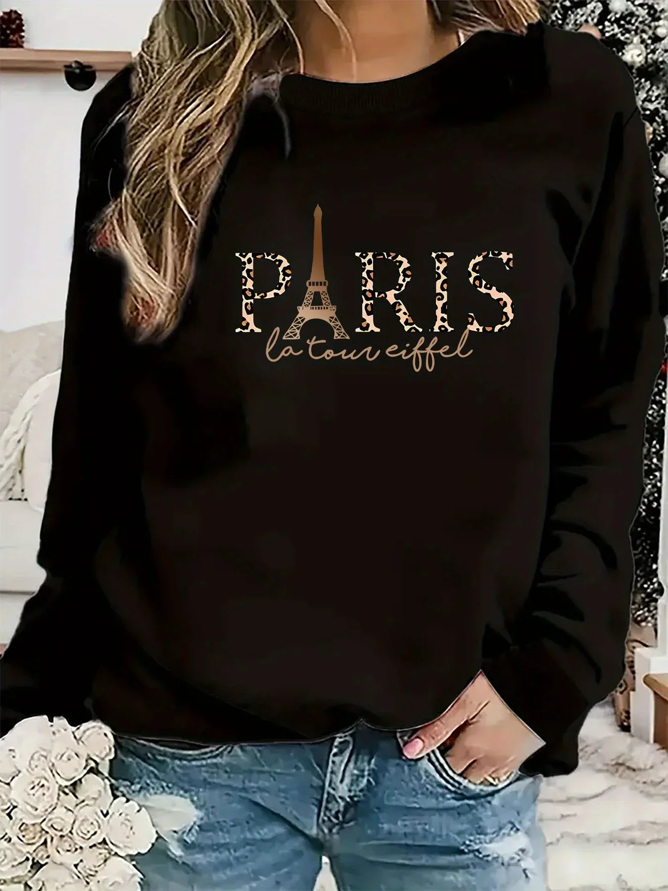 Paris Women's Autumn Winter Fashion Casual Sports Loose Los Angeles Print Y2K Streetwear Long Sleeved Pocket Hooded Sweatshirt