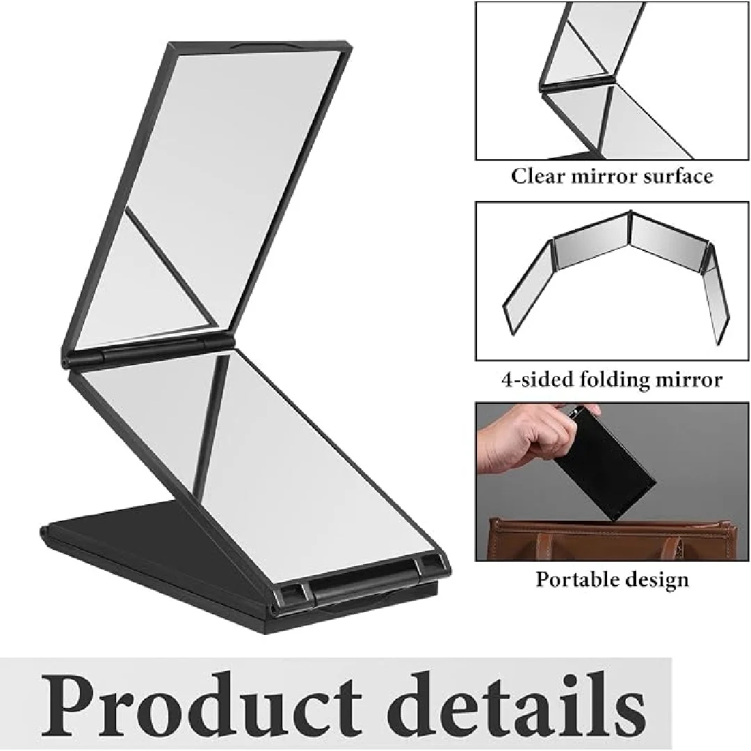 Portable Folding Mirror Multi-Angle 360 Degree Panoramic Mirror Foldable Makeup Mirror Compact For Daily Makeup Self Haircut