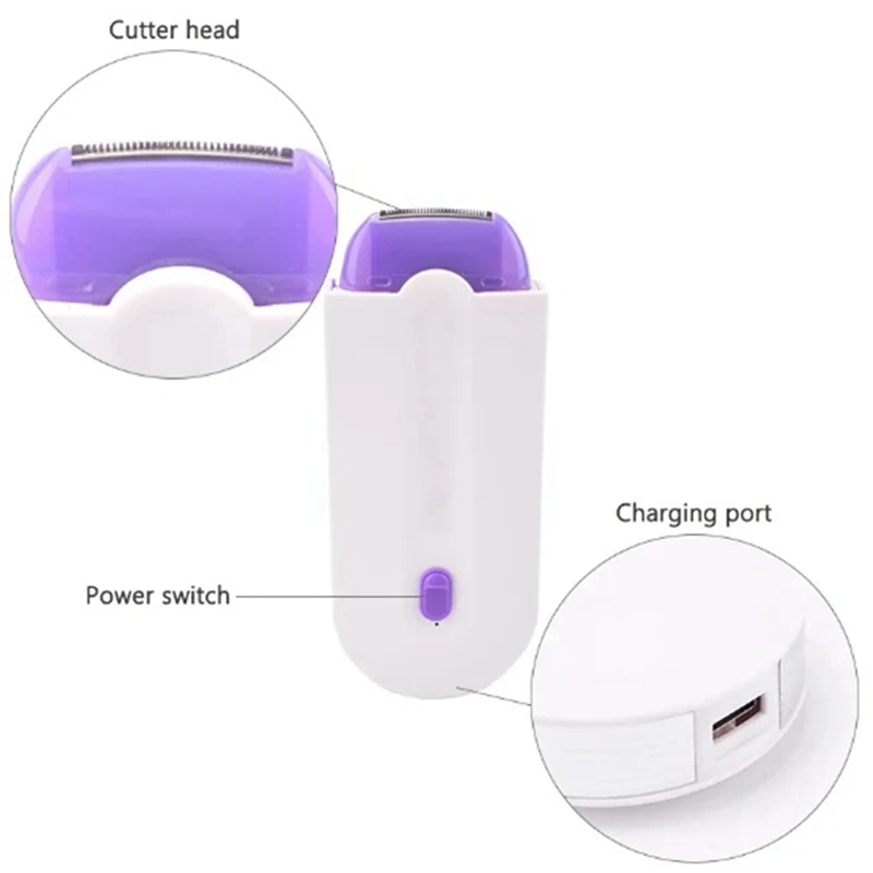 USB Rechargeable Women Epilator Rotary Face Leg Bikini Lip Depilator Hair Remover 1Set US Plug