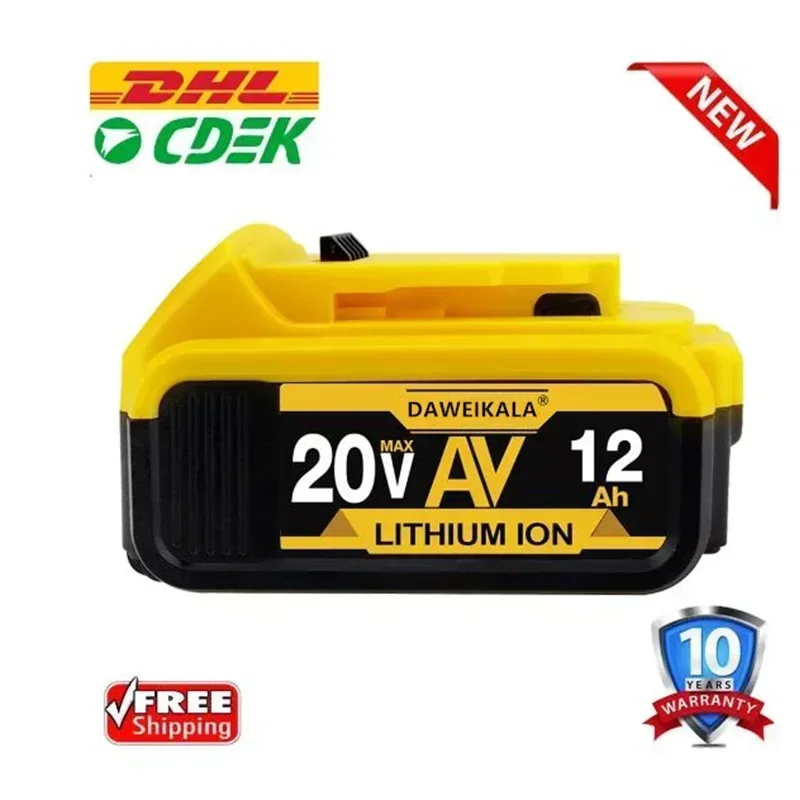 Batería de litio de 20V y 6Ah, herramienta eléctrica de repuesto para DeWalt DCB184, DCB181,DCB182,DCB200,20V,6A,8A,12A,18V,20V