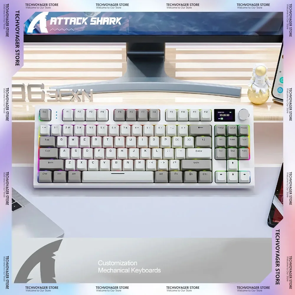 

Attack Shark K86 Mechanical Keyboard 2.4G Wireless Bluetooth Wired Tri Mode Gaming Keyboard Hot Swap Metal Knob Gasket Structure