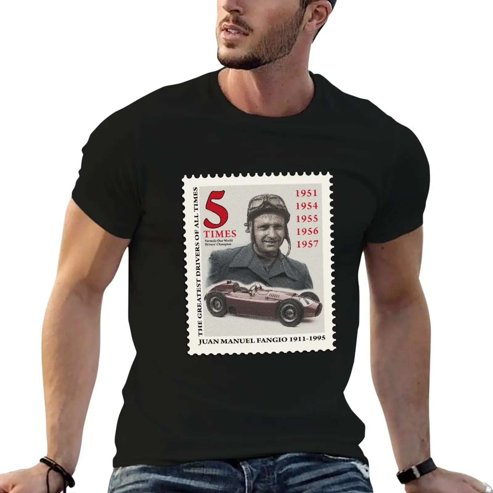 Juan Manuel Fangio Stamp T-Shirt aesthetic clothes luxury designer tees sports fans mens t shirt