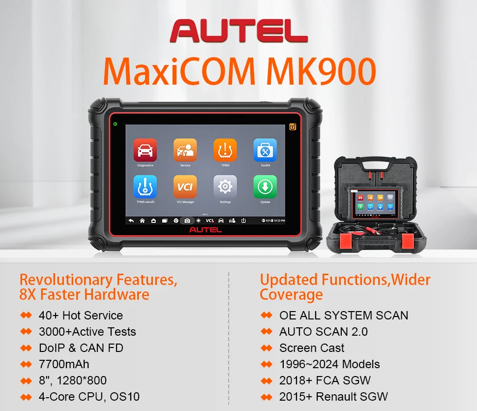 AUTEL Original MaxiCOM MK900 New Ver. of Mp900 MK808S MK808BT PRO Car Tool Diagnostic Machine Tools for All Cars Scanner