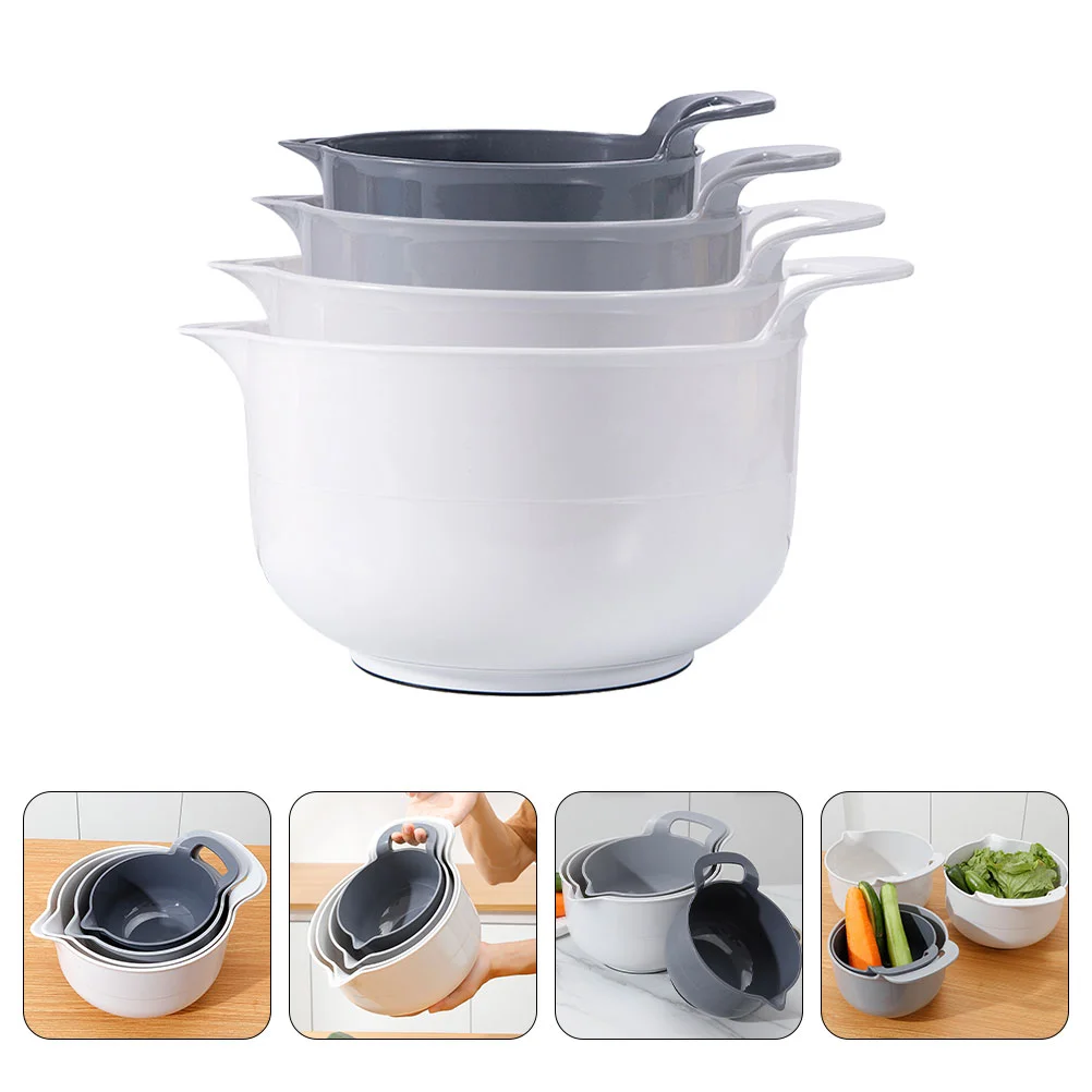 

4 Pcs Vegetable Pot Mixing Bowl Salad Bowls Microwavable Meal Prep Containers Clear for Kitchen