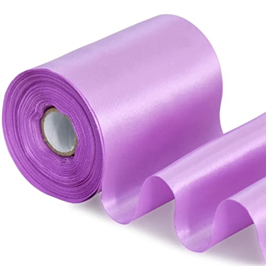 22Yds Wide Violet Light Sat Ribbon Solid Fabric Large Ribbon for Cuttg Ceremony Kit Grand Openg Chair Sash Hair Car Bow Sewg Cr