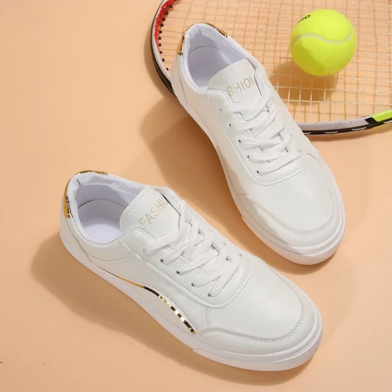 Women's White Shoes Spring Autumn Outdoor Flat Casual Sports Shoes Men New EVA Sole Lace Up Round Toe Fashionable Office Shoes