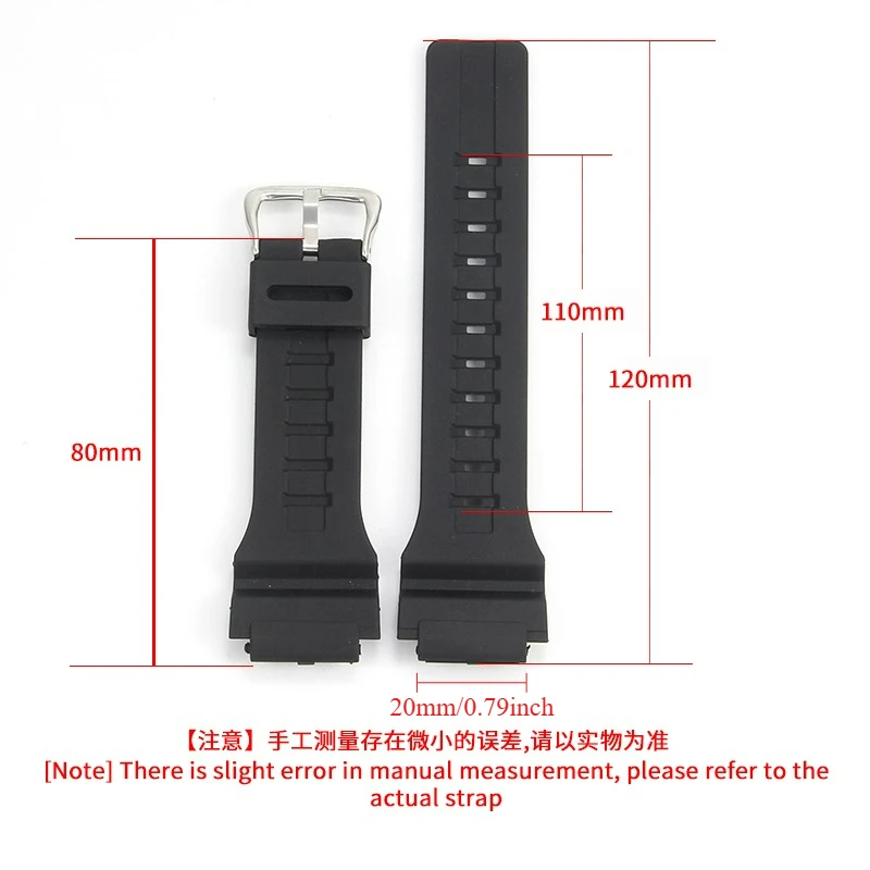 For Casio MCW-200H AE-1400 Men's Silicone Watch Strap Raised Interface Resin Watch Strap Original Waterproof Sweatproof 20mm