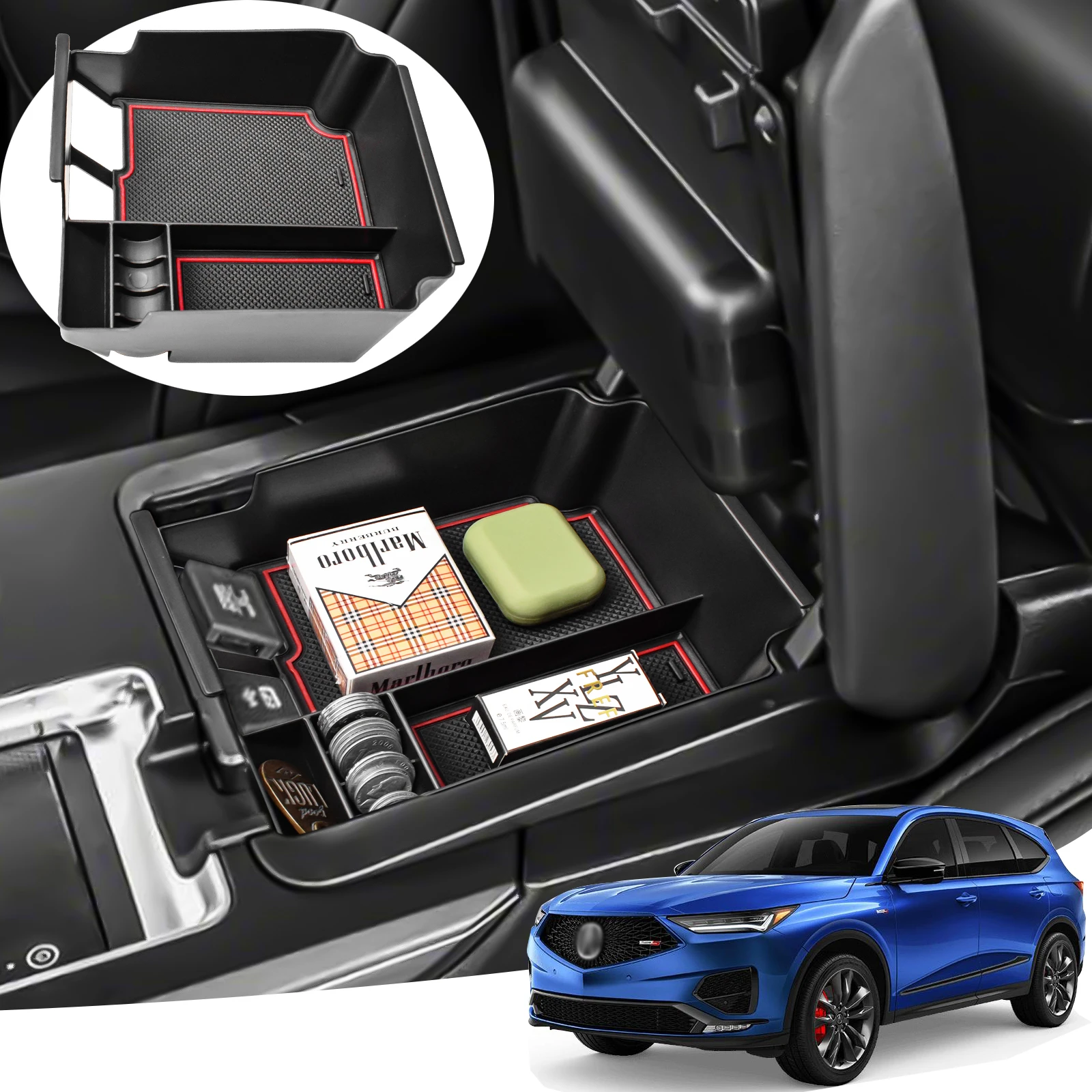 

Center Console Tray for Acura MDX 2022 2023 2024 Armrest Storage Box Car Center Console Organizer ABS Accessories Interior Box