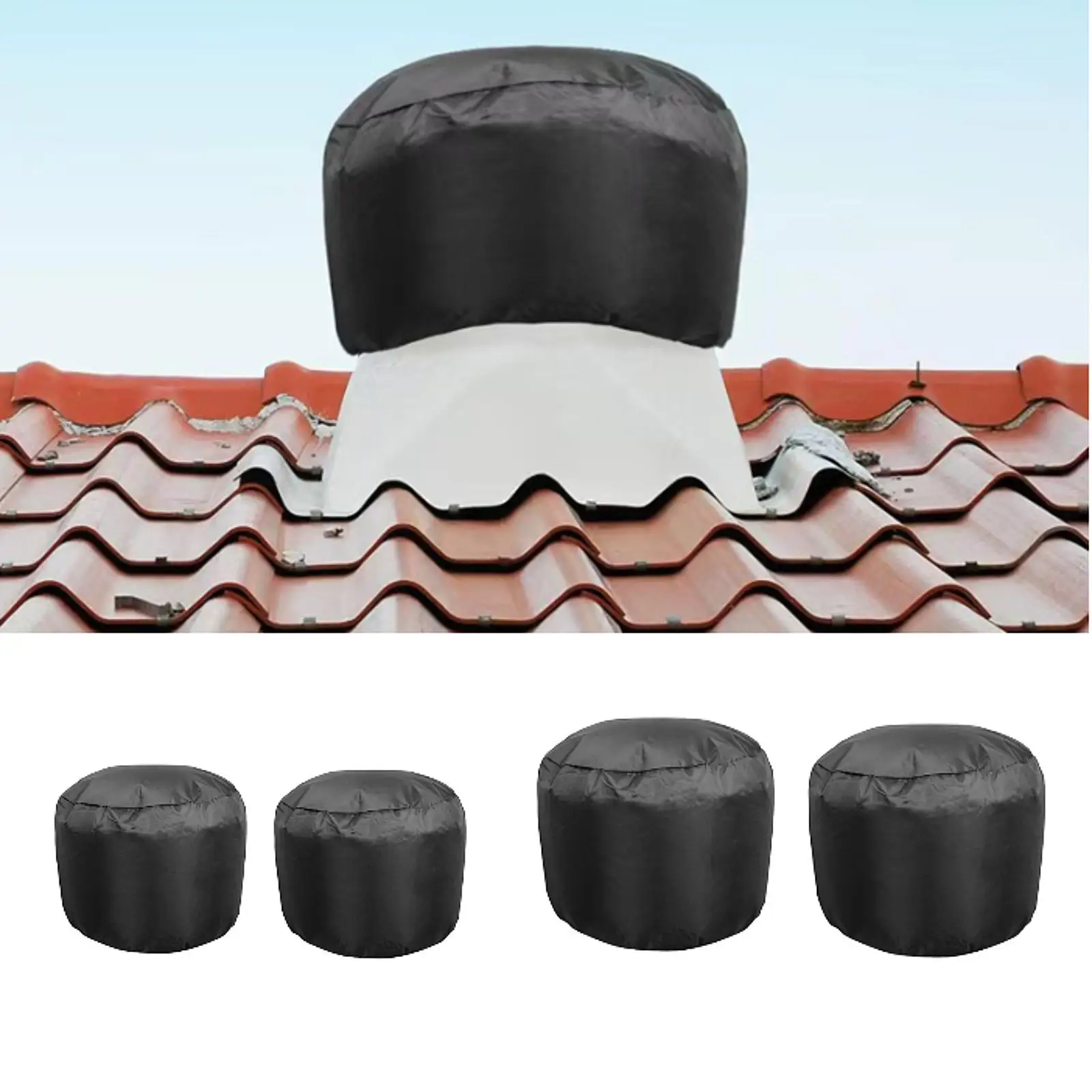 Black Turbine Roof Vent Cover Heavy Duty Oxford Cloth Insulation Dustproof House Vent Shield for Roof Attic Protection