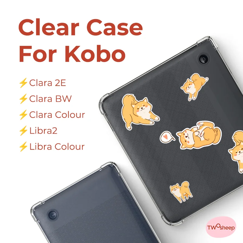 Twosheep for Kobo Libra Colour and Libra2 clear case and Kobo Clara Colour BW TPU soft transparent case