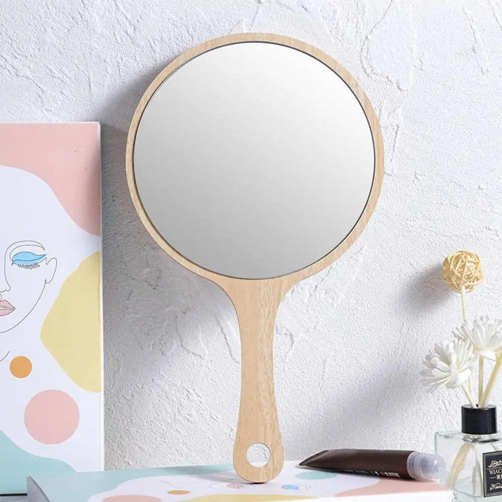 Creative Makeup Mirror with Handle Single-Sided Portable Handheld Mirror Square/Round with Animal Ears Cosmetic Mirror