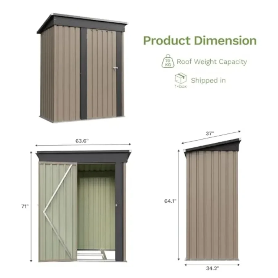 Outdoor storage shed with durable steel base for backyard use, gray color, weather-resistant and lockable design