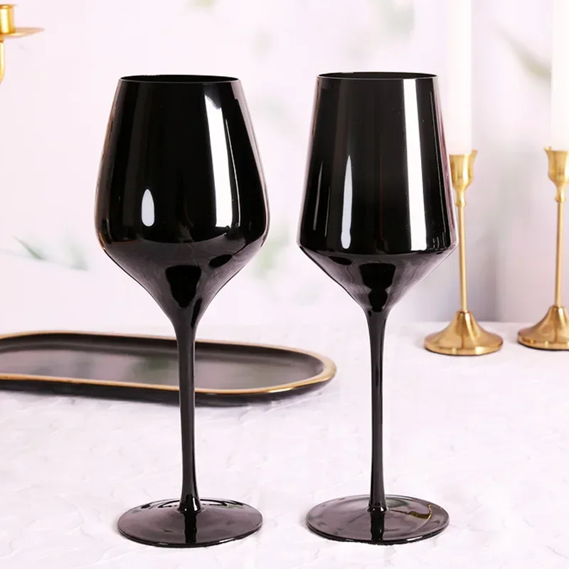 

2Pcs glass household, multi-purpose black crystal glass, tall red wine glass, champagne glass, glass wine glass