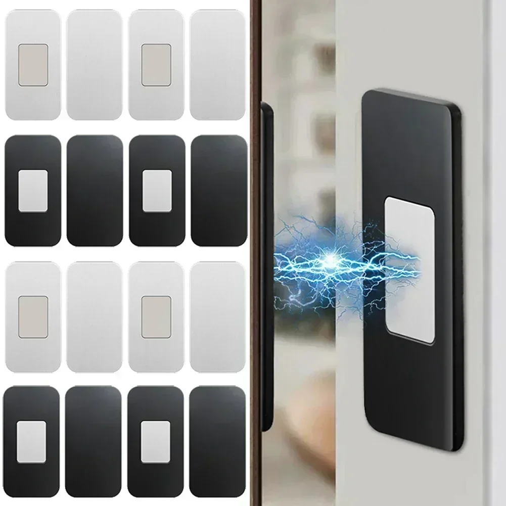 1set/5set Silver Black Magnetic Cabinet Drawer Catches Stainless Steel Door Adhesive Invisible Magnets Closet 4*2cm Tool