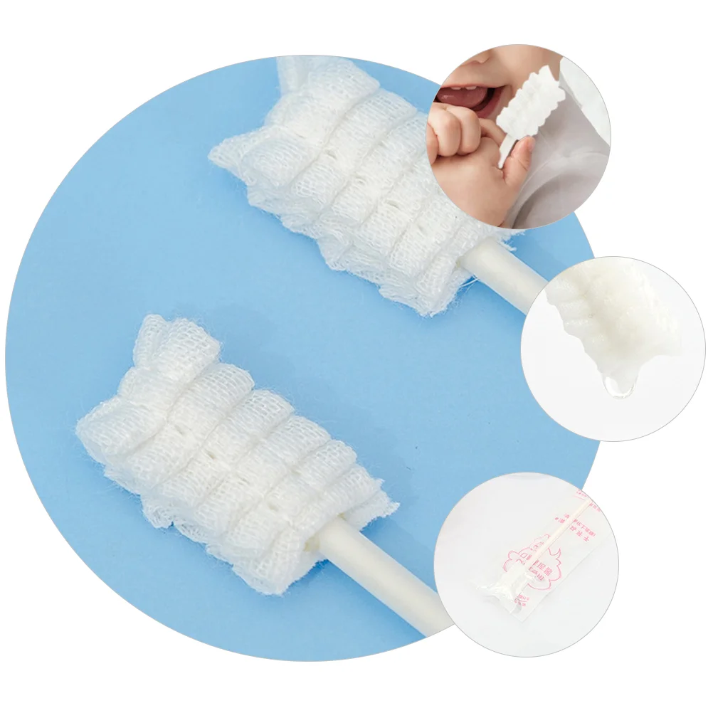 30 pièces bébé langue brosse bouche bâton de nettoyage infantile nettoyant gaze robuste brosse à dents nettoyants papier brosses à dents