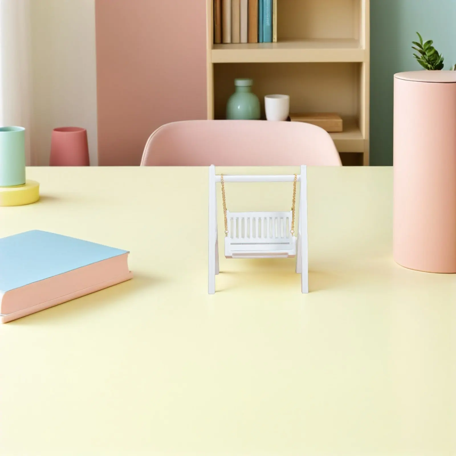 

Mini Wooden Swing Vintage Style Exquisite Craftsmanship for Dollhouse Decoration Miniature Porch Garden Swing Accessories