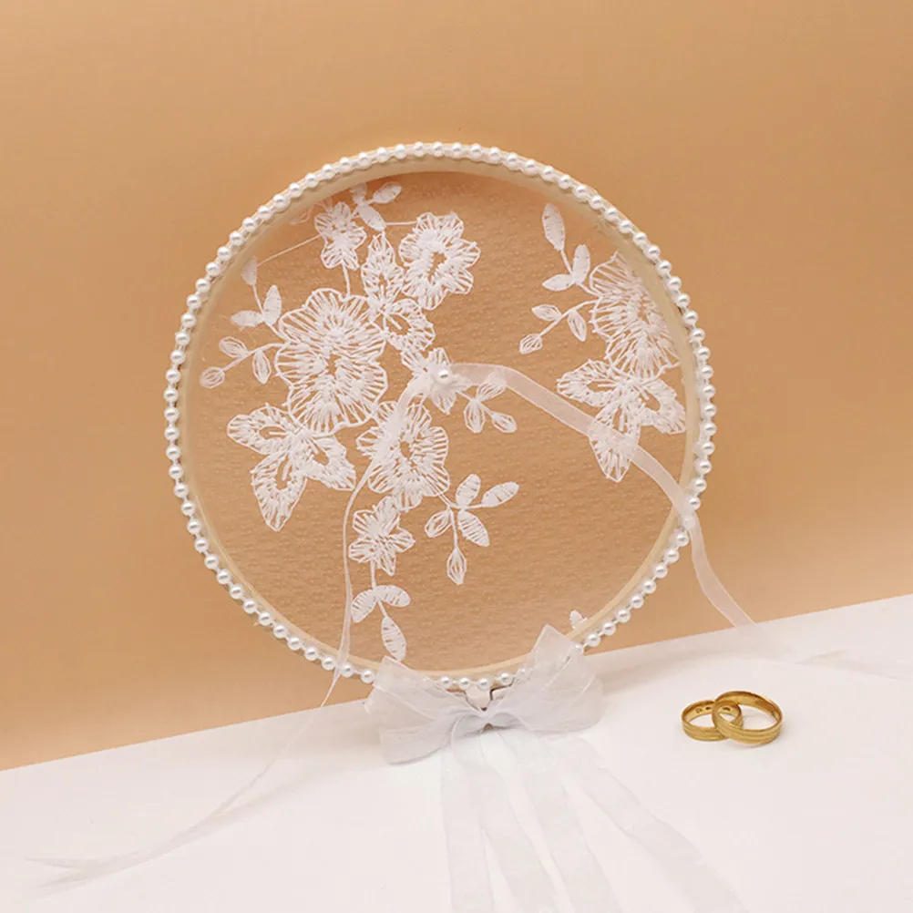 

Luxury Lace Ring Bearer Pillow for Wedding Exquisite Flower Embellished Cushion Bride Accessories Bridal Ring Holder