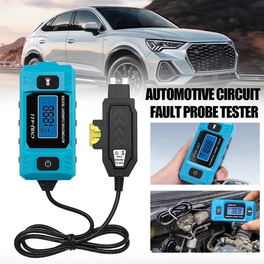 48V 20A Automotive Circuit Fault Probe Tester,High-Precision LED Display,Front Lighting Waterproof, Car Relay Fuse Blade Checker