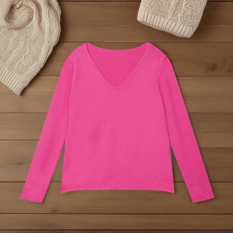 

2025 Autumn Winter Women Solid Rib Knit V Neck Stripe Pull Sweater Femme Y2k Long Sleeve Pullover Jersey Tops Fashion Clothes