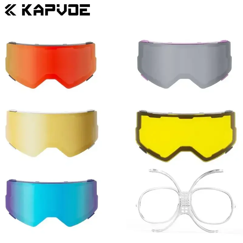 Kapvoe K722 Winter Sports Snow Glasses Full Red Blue Green Lens Photochromic Replacement Lenses Eyewear frame Magnetic Lenses