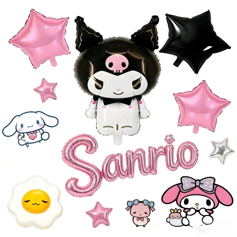 Set di palloncini Sanrio Kuromi da 7 pezzi Tema Kawaii Palloncini viola neri Decorazioni per feste per compleanno Forniture per cosplay di Halloween