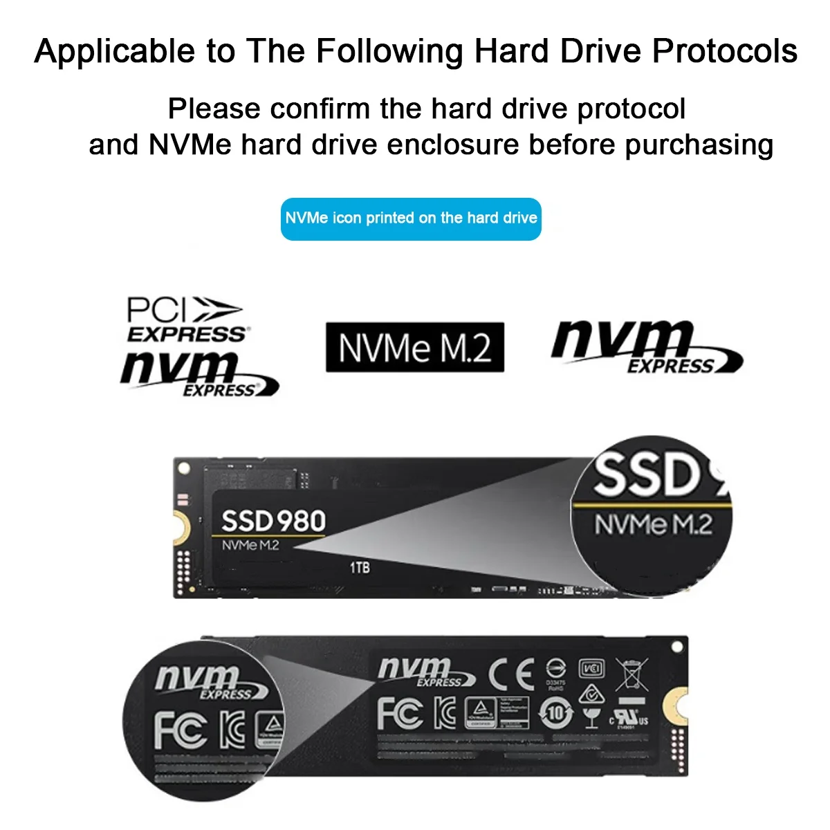 M.2 SSD Case M.2 NVMe SSD Enclosure USB 3.1 Type C Gen2 10Gbps Tool Free M.2 NVMe Solid State Drive Box for PC Laptop