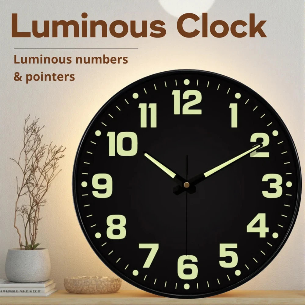 Luminous Wall Clock Light In Dark Night Large Digital Quartz Movement Wall Watch for Bedroom Living Room Study Home Decor
