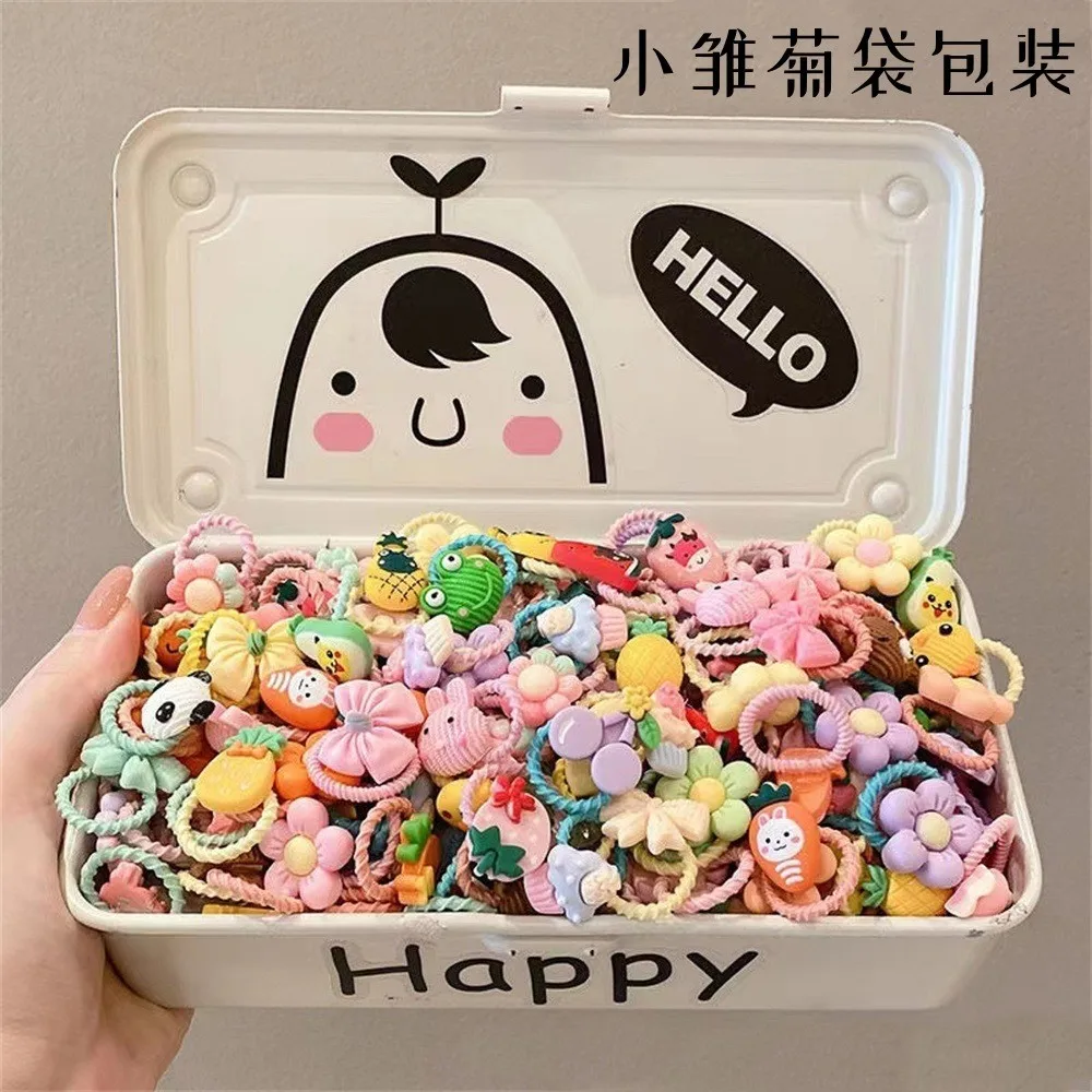 30/60/90pcs Cute Girls Headbands Girls Elastic Hair Bands Tonytail Holder Hair Ties Hair Accessories for Kids Cartoon Headwear