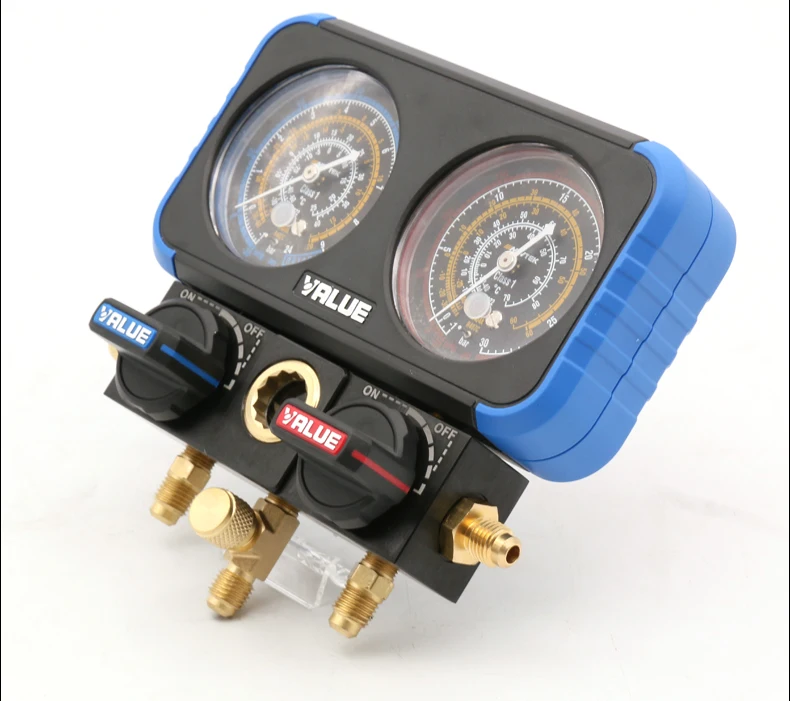 قيمة VRM2-B-0401/ VRM2-B-0501 مجموعة قياس مزدوجة لتكييف الهواء مجموعة قياس مضيء مقياس ضغط الثلج المبرد