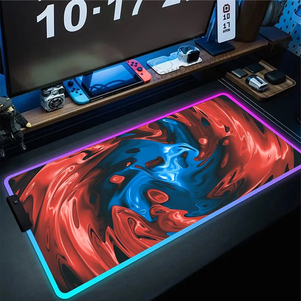 RGB Light Mousepad Computer New XXL Keyboard Pad Strata Liquid Mouse Mat Gamer Soft Office Carpet Table Mat Desktop Mouse Pad