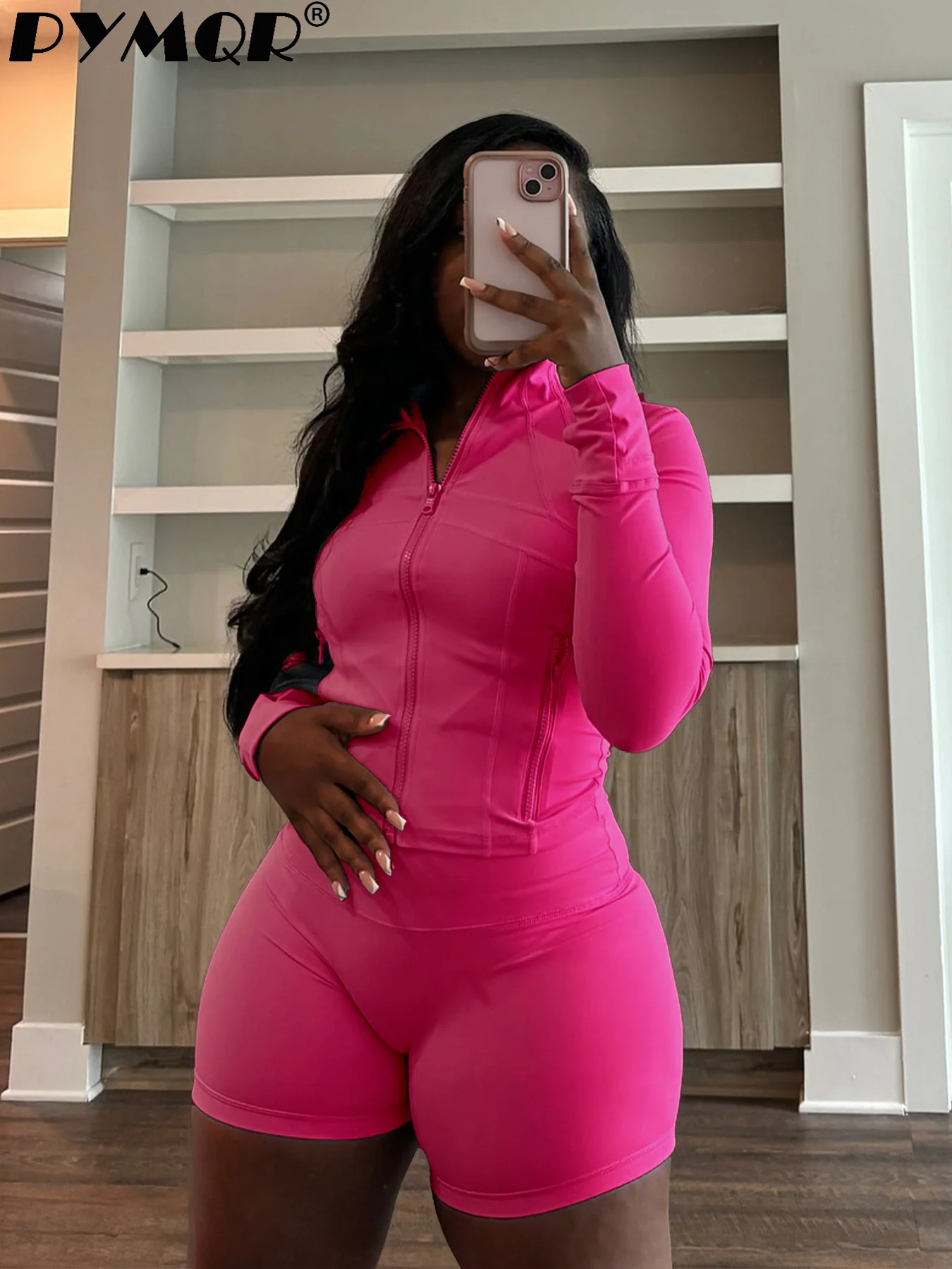 

PYMQR Washed Worn Hooded Flared Pants Women Two-piece set Hoodie Zip Up Cropped Top Jogger High Waist Lounge Wear Suits 2024