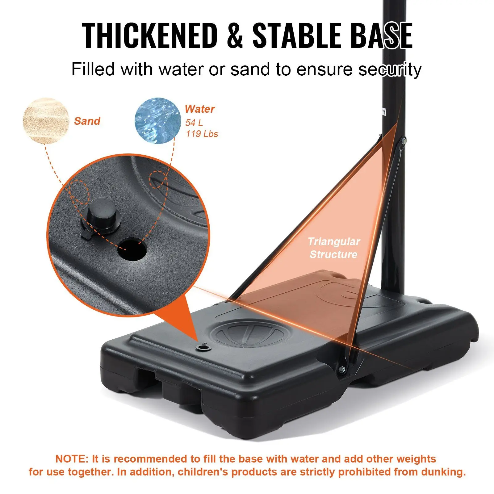 조절 가능한 농구 골대 4-10피트 휴대용 백보드 시스템 (바퀴 및 채울 수 있는 베이스 포함) 44인치 어린이/성인용 실내외 겸용