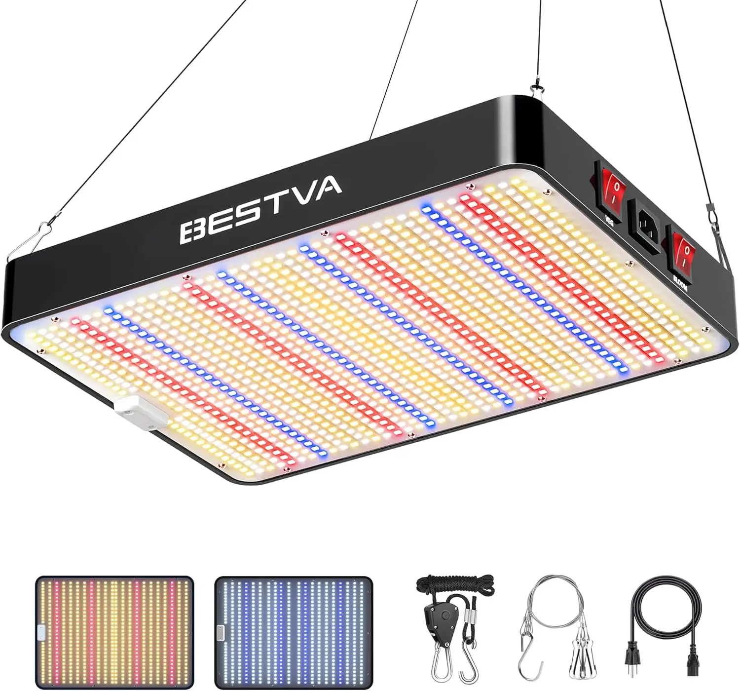 

Full Spectrum LED Grow Light with Veg & Bloom Modes, Quiet Cooling Fan for Indoor Plants All Growth Stages