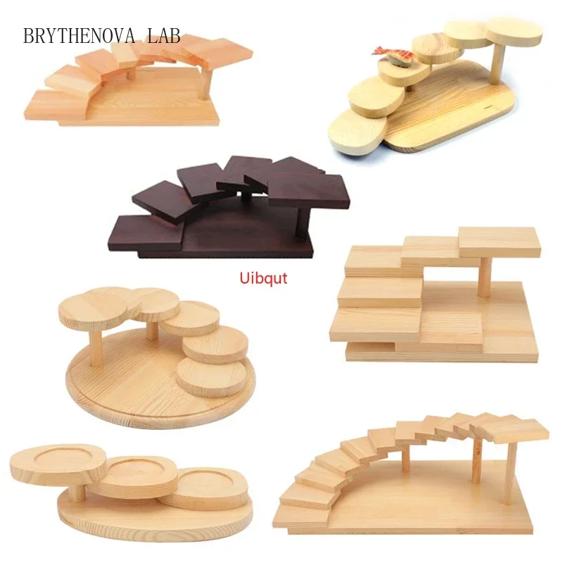 Japanese wooden wood Cuisine Sushi Bridge Boats Pine Creative Sashimi Sushi Plate Platter Tableware Decoration Ornament