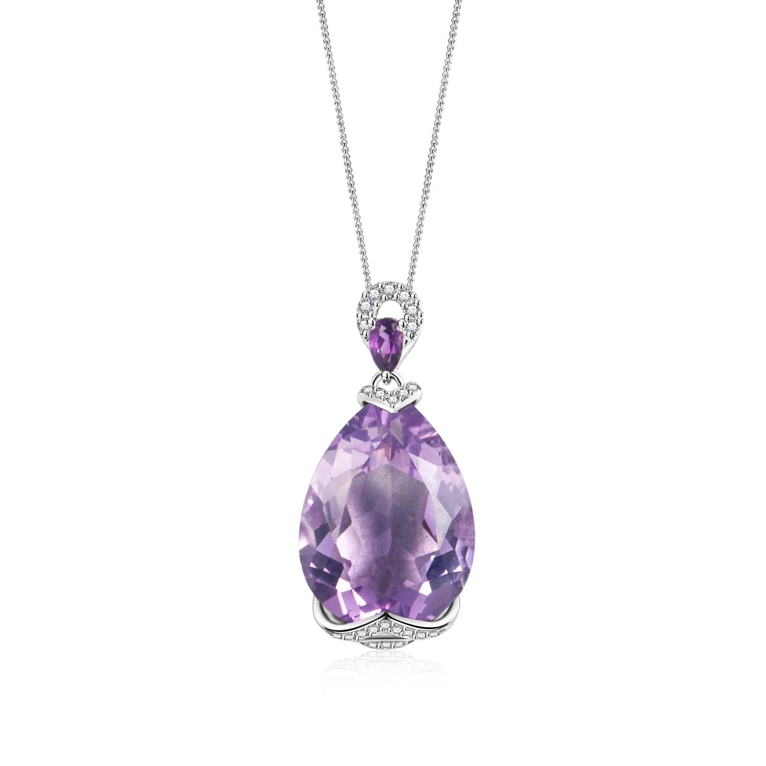 

Classic Jewelry Cushion Cut Natural Purple Amethyst Pendant With Paper Clip Chains Made In Pendant