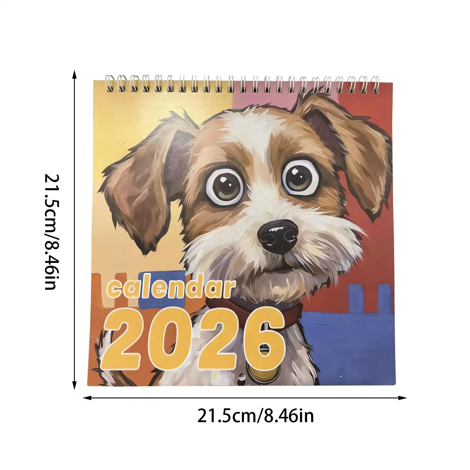 Calendário do cão 2026 adorável marrom filhote de cachorro calendário de mesa bonito dos desenhos animados filhote de cachorro planejador 12 meses calendário de parede para amante dos animais