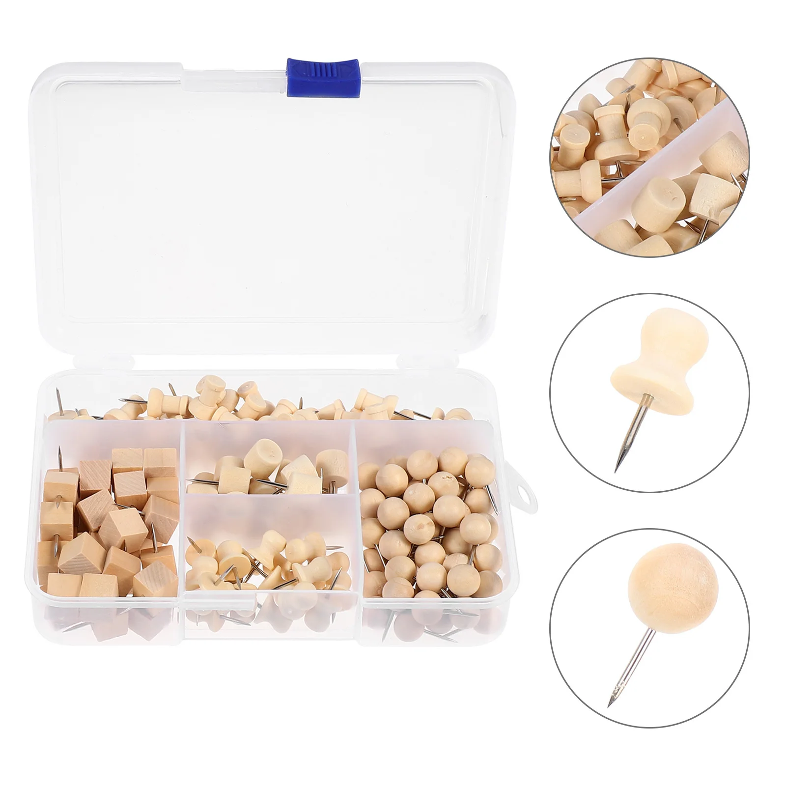 1 صندوق لون الخشب مكتب دبابيس الضغط حساسة الإبداعية Thumbtacks التخزين وشملت خريطة الحائط صور القرطاسية الحرفية/