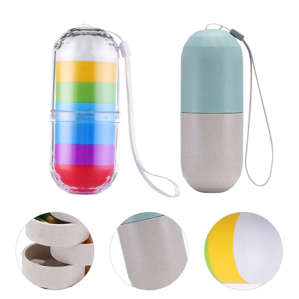 

2Pcs Weekly Pill ganizer 7 Day Medicine Storage Case Lightweight Durable Stackable Wheat Compartments Travel Friendly Pill Box